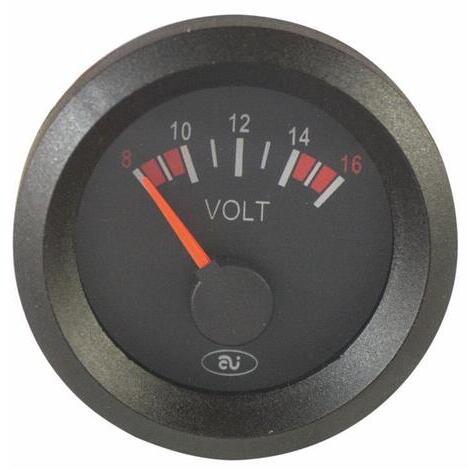 Il voltmetro  un indicatore analogico con tecnologia stepper motor per controllare la tensione nella batteria. Il range di tensione misurata va da 20 a 28 Volt. IP65 frontale. Temperatura di funzionamento -25C + 85C. Retroilluminazione di colore bi