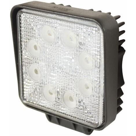 Faro da lavoro a led quadrato 110x128mm 10-30V 27W 1700LM 9 LED (Epistar) IP67, Temperatura colore: 6000K, Pre-cablato: 40 cm, Corpo in alluminio, Lente in PC, Staffa di fissaggio in acciaio inossidabile, Flusso luminoso ad ampio raggio (60), 30000 ore 