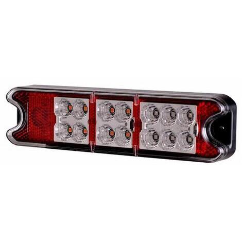 Fanale posteriore led dx-sx 10-30V, funzioni: luce di posizione (0,5W), luce di drezione (1,5W), stop (1,5W), riflettente; cablaggio 300 mm, temperatura di esercizio -40C a 65C, 18 LED.