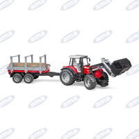 Massey Ferguson 7480 con caricatore e rimorchio legname