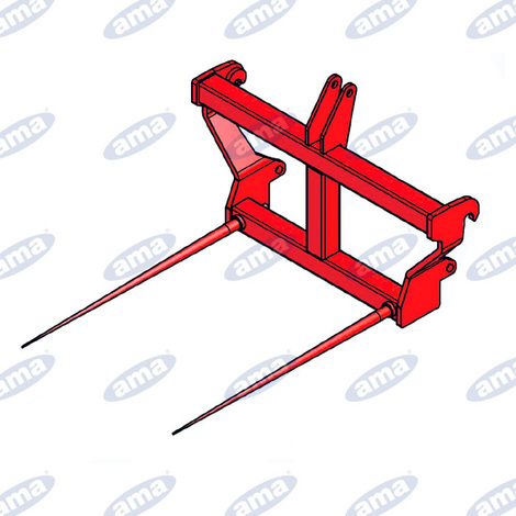 Telaio per rotoballe con attacco EURO e terzo punto. Per punte con filetto M22x1,5. Portata 1.000kg. Punte non incluse.